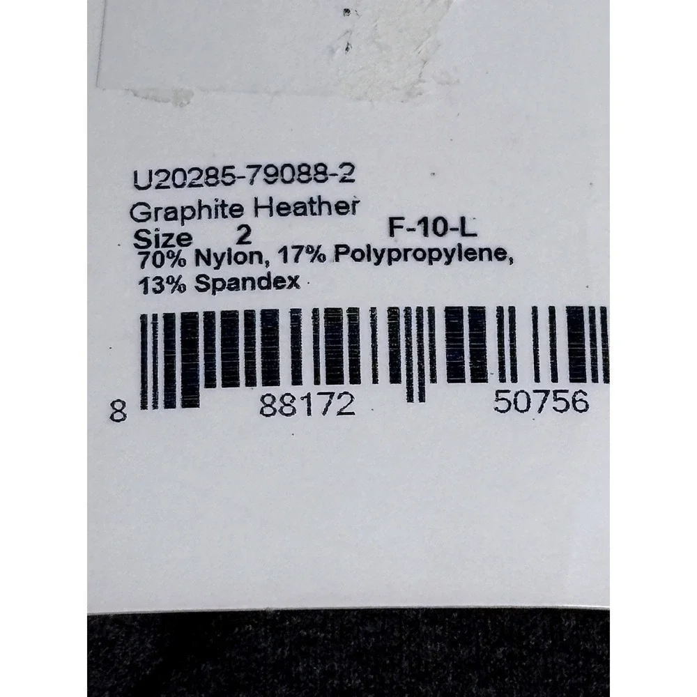 HUE size 2 Control Top Tights Graphite Heather Total Opaque U20285 pantyhose